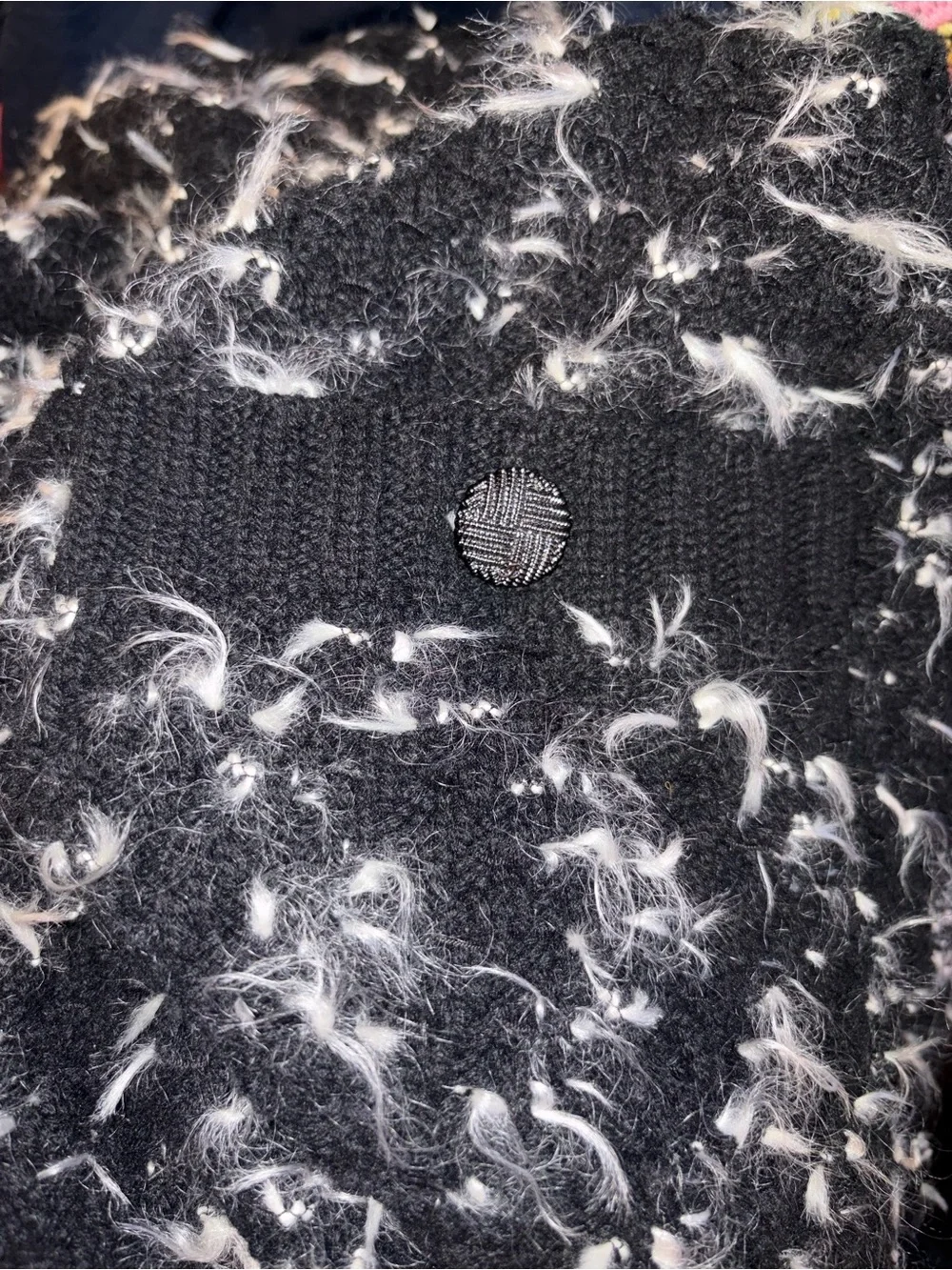 Chanel Black and White Cashmere/Mohair/Wool Blend Dress Fits up to Size 12